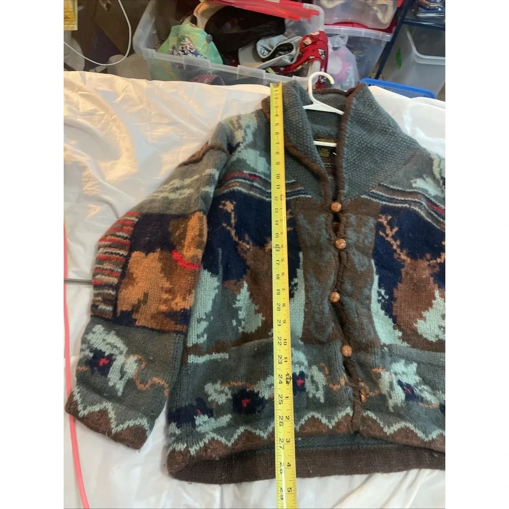 Vtg Eddie Bauer Cardigan Sweater Cowhichan Dog Theme Wool / Laine Blend Button - Picture 7 of 8